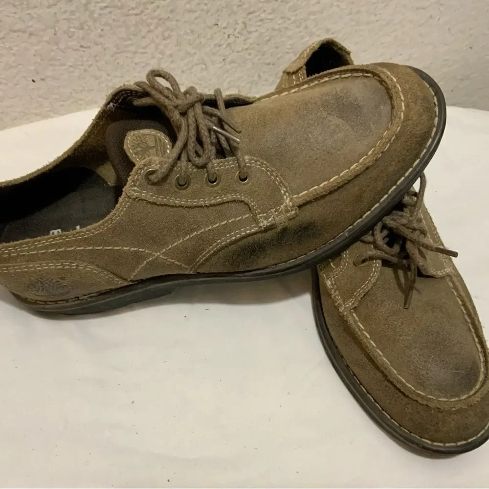 Timberland EarthKeepers 3311A Taupe Suede Moc Toe Loafers Oxfords Shoes Men's 8